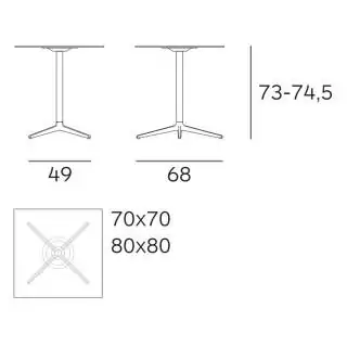 Dimension Table carrée MISTER X / L. 70 ou 80 cm / Fonte / Plank