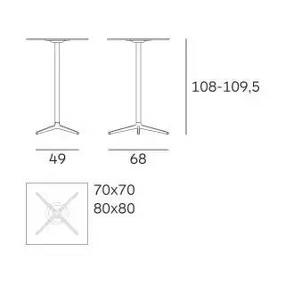 Dimension Table haute carrée MISTER X / L. 70 ou 80 cm / Fonte / Plank