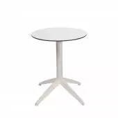 Table pliable ronde outdoor QUATRO compact blanc pied blanc