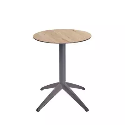 Table pliable ronde extérieur QUATRO compact bois pied choco