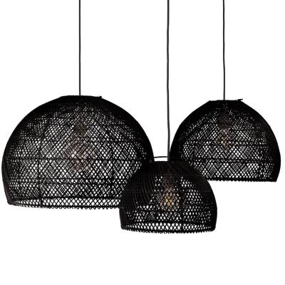 Lot de 3 abat-jours pour suspensions GLOBE / 3 dimensions / Rotin Noir