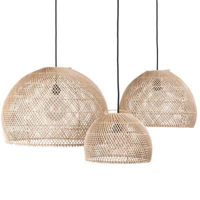 Lot de 3 abat-jours pour suspensions GLOBE / 3 dimensions / Rotin Naturel