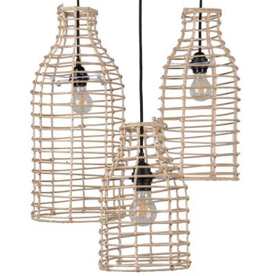 Lot de 3 abat jours pour suspension LANTERN / Ø19,5 H32 cm - Ø22 H46 cm - Ø25 H58 cm / Rotin Naturel