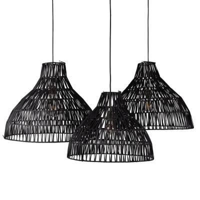 Lot de 3 Abat jour de suspension PAYUNG / Rotin Noir