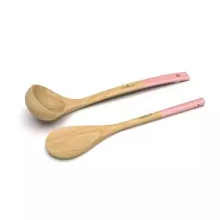 Set de 2 ustensiles Cuillère et Louche INCROYABLE COCOTTE / Bois / Rose