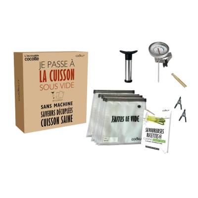 Sachet sous vide Cookut + pompe + pince + thermometre + livre / Cookut