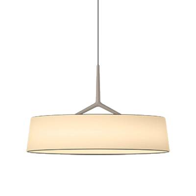 Suspension design DAMA / Ø 45 x H. 11 cm / abat-jour en papier / Câble Beige / Blanc / Vibia