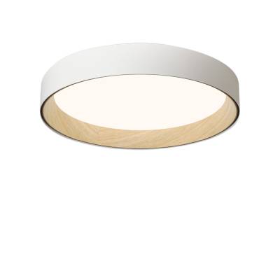 Plafonnier rond DUO / Ø 78,5 cm / Métal et Bois / Blanc / Vibia