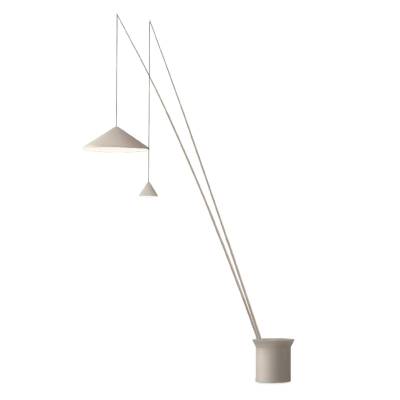 Lampadaire réglable en métal NORTH / 2 abat-jours / Beige / Vibia