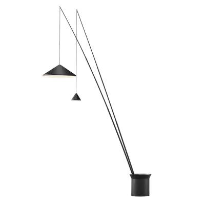 Lampadaire réglable en métal NORTH / 2 abat-jours / Noir / Vibia