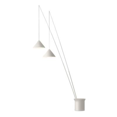 Lampadaire réglable en métal NORTH / 2 abat-jours / Blanc / Vibia