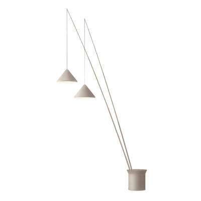 Lampadaire réglable en métal NORTH / 2 abat-jours / Beige / Vibia