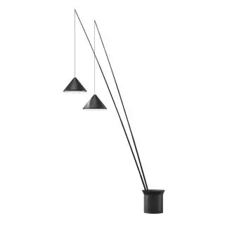 Lampadaire réglable en métal NORTH / 2 abat-jours / Noir / Vibia