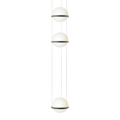 Suspension verticale PALMA / 2 Diffuseurs / Verre soufflé et Métal / Blanc et Gris / Vibia