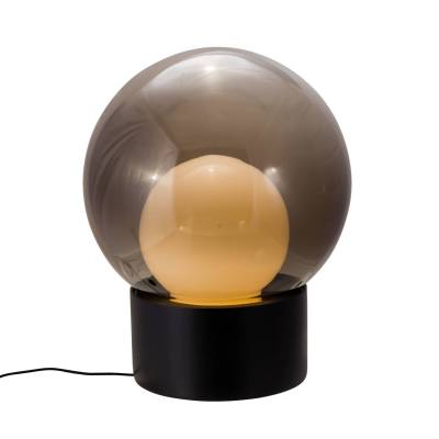 Lampe à poser BOULE / Verre Fumé - Blanc - Noir