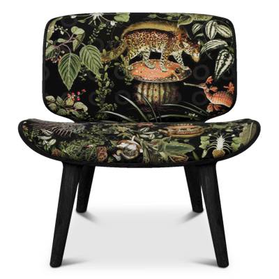 Fauteuil NUT LOUNGE / H. assise 41 cm / Piétement en chêne massif / Tissu / Motif jungle /Moooi