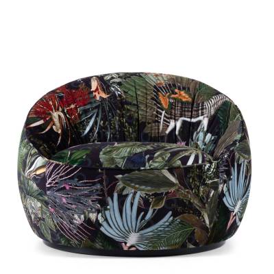 Fauteuil, pouf pivotant HANA / H. 74 cm / Tissu / Motif jungle / Moooi