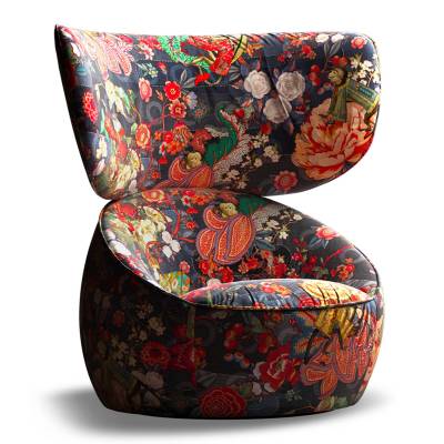 Fauteuil pivotant HANA / H. 126 cm / Tissu / Motif japonais / Moooi