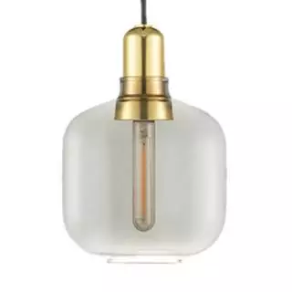 Suspension AMP Small / Hauteur 17 cm / Verre - Laiton / Fumé / Normann Copenhagen