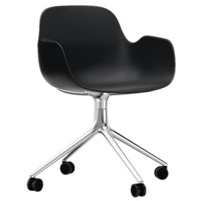 Fauteuil pivotant FORM / Noir / 4 roues / Piétement alu / Normann Copenhagen