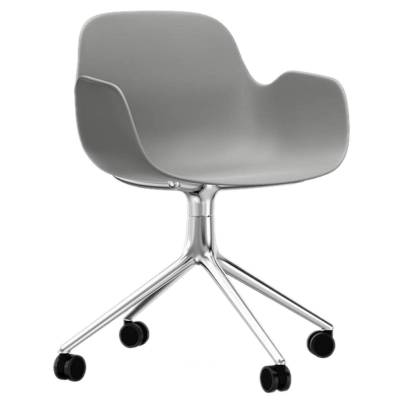 Fauteuil pivotant FORM / Gris / 4 roues / Piétement alu / Normann Copenhagen