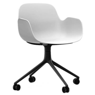 Fauteuil pivotant FORM / Blanc / 4 roues / Piétement noir / Normann Copenhagen