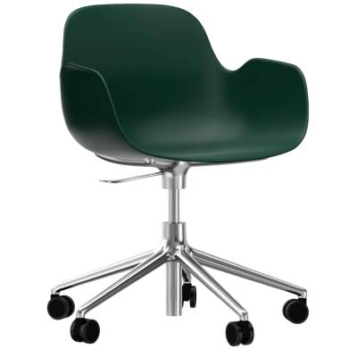 Fauteuil hauteur réglable FORM / Vert / 5 roues / Piétement alu / Normann Copenhagen