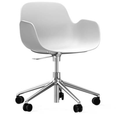 Fauteuil hauteur réglable FORM / Blanc / 5 roues / Piétement alu / Normann Copenhagen