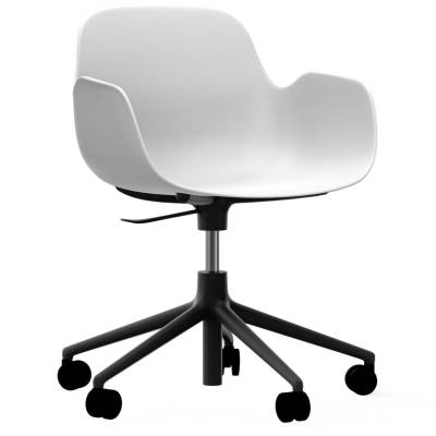 Fauteuil hauteur réglable FORM / Blanc / 5 roues / Piétement noir / Normann Copenhagen