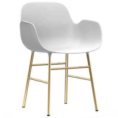 Fauteuil fixe FORM / Blanc / Piétement laiton / Normann Copenhagen