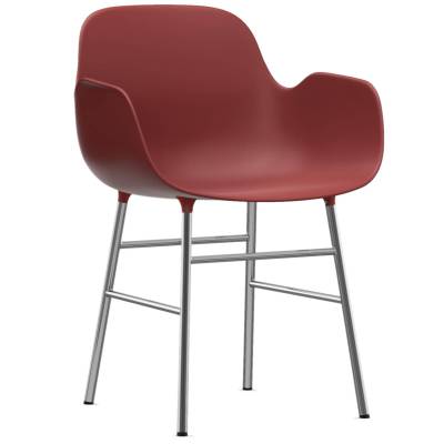 Fauteuil fixe FORM / Rouge / Piétement chrome / Normann Copenhagen