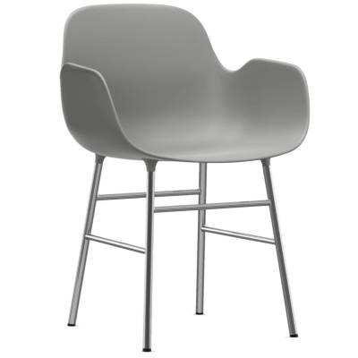 Fauteuil fixe FORM / Gris / Piétement chrome / Normann Copenhagen