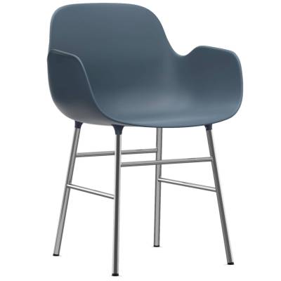 Fauteuil fixe FORM / Bleu / Piétement chrome / Normann Copenhagen