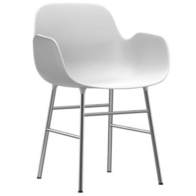 Fauteuil fixe FORM / Blanc / Piétement chrome / Normann Copenhagen