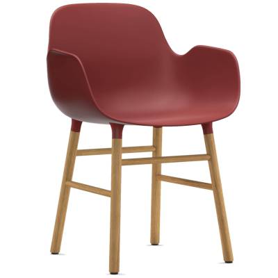 Fauteuil fixe FORM / Rouge / Piétement chêne / Normann Copenhagen