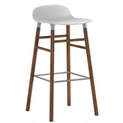 Tabouret FORM / Blanc / 2 dimensions / Piétement noyer / Normann Copenhagen