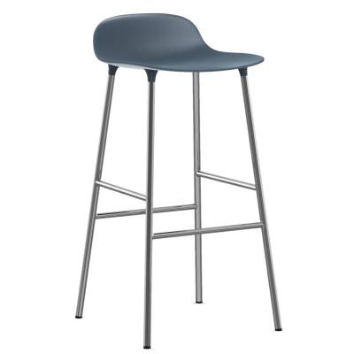 Tabouret FORM / Bleu / 2 dimensions / Piétement chrome / Normann Copenhagen