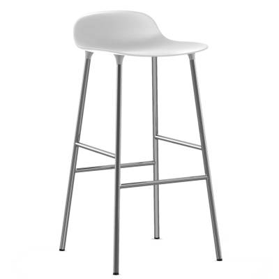 Tabouret FORM / Blanc / 2 dimensions / Piétement chrome / Normann Copenhagen