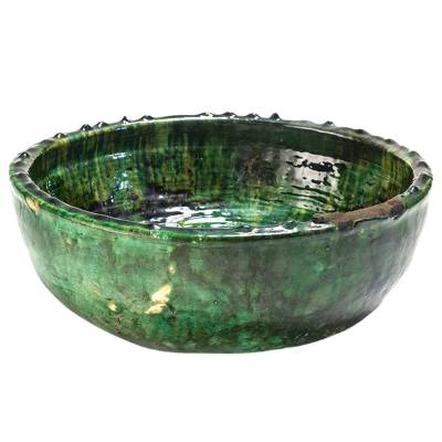 Pot rond BERRY / Ø 32 x H. 12 cm / Terre cuite / Vert / Gommaire