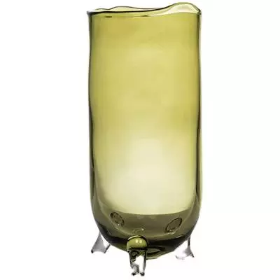 Pot, vase FIGARO LARGE / Ø 14 x H. 21 cm / Verre / Vert Olive / Gommaire