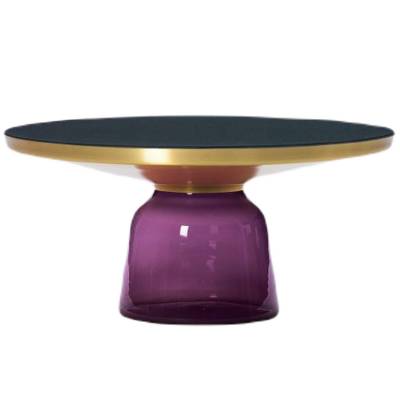 Table basse BELL / Ø 75 x H. 36 cm / Verre / Plateau verre / Laiton et Violet Améthyste / ClassiCon