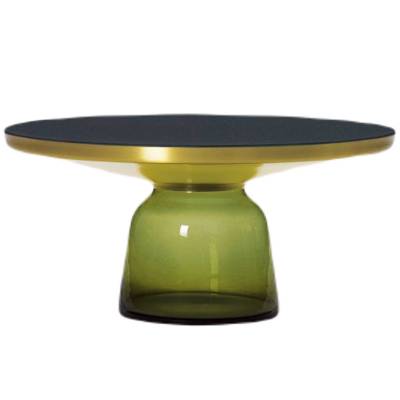 Table basse BELL / Ø 75 x H. 36 cm / Verre / Plateau verre / Laiton et Vert Olive / ClassiCon