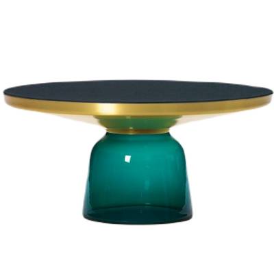 Table basse BELL / Ø 75 x H. 36 cm / Verre / Plateau verre / Laiton et Vert Émeraude / ClassiCon