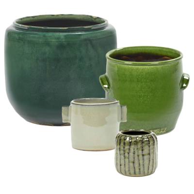 Lot de 4 pots de fleurs en céramique / Vert / Serax