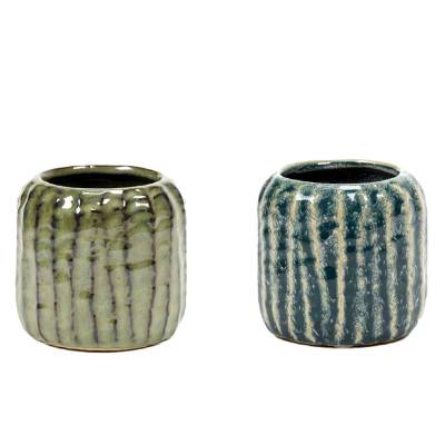 Lot de 2 pots de fleurs COTE / ø 9 x H. 8 cm / Céramique / Vert Bleu / Serax