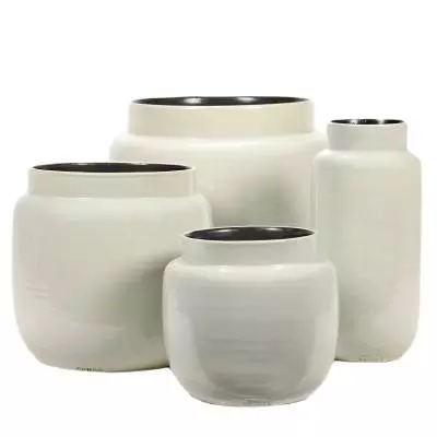 Cache Pot pour plantes GLAZED SHADES / 4 dimensions / H21 H28 H36,5 H36 cm  / Blanc Casse - Gris