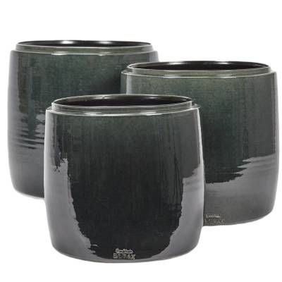 Cache pot de fleurs GLAZED SHADES / 3 dimensions / Gris-Vert