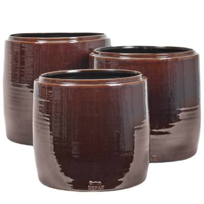 Cache pot de fleurs GLAZED SHADES / 3 dimensions / Marron