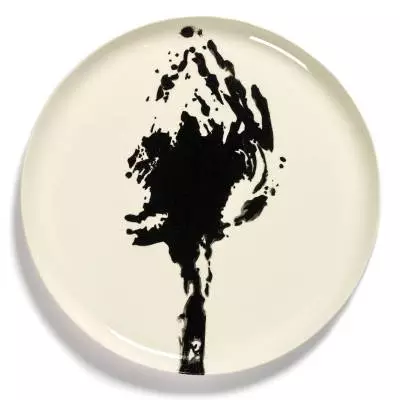 Assiette de service FEAST / Ø. 35 cm / Porcelaine / Blanc - Noir