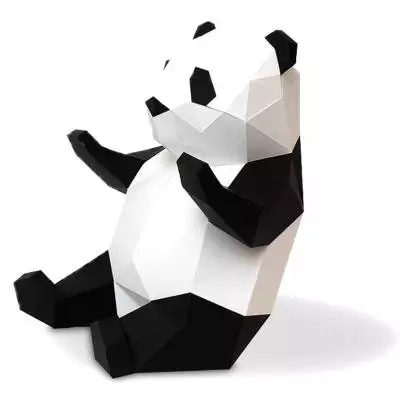 Trophée panda en 3D BABIES / Papier recyclé / Noir et Blanc / Agent Paper